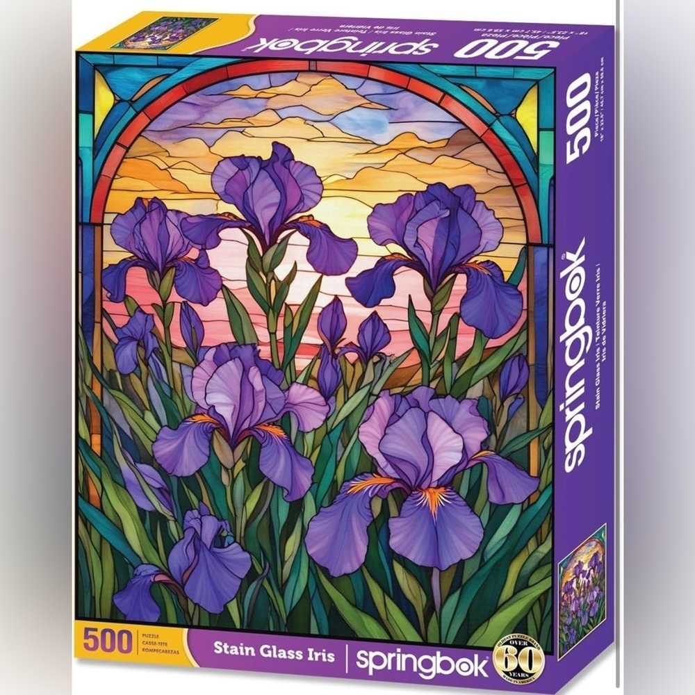 Springbok Stained Glass Iris 500 Piece Jigsaw Puzzle for Adults Children’s Toy‌‌